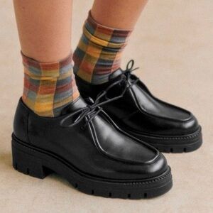 Sezane Black Leather Women's Markus Loafers